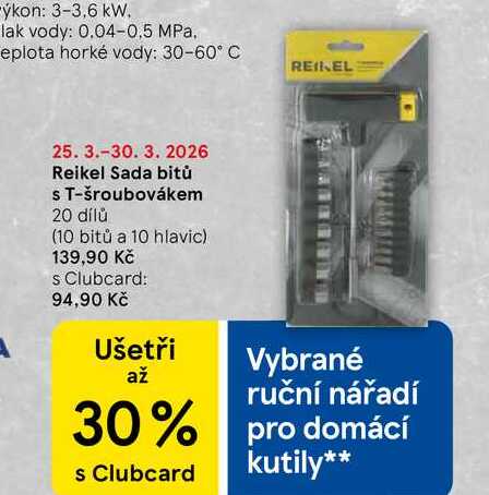 Reikel Sada bitů s T-šroubovákem, 20 dílů  