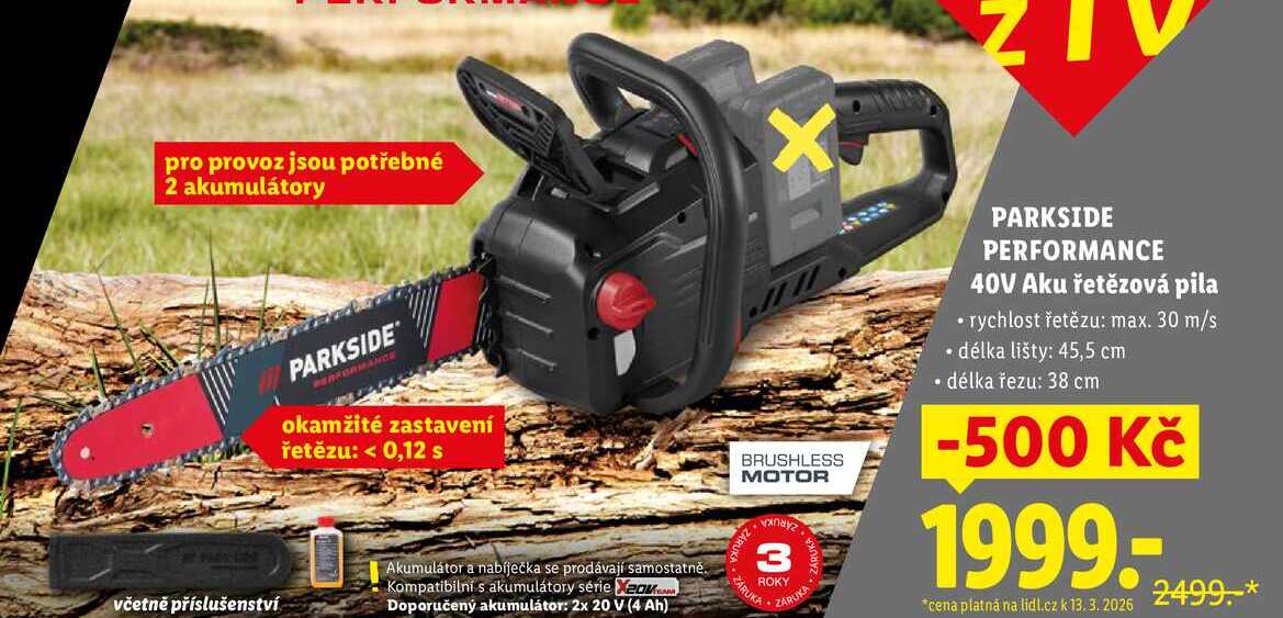 PARKSIDE PERFORMANCE 40V Aku řetězová pila