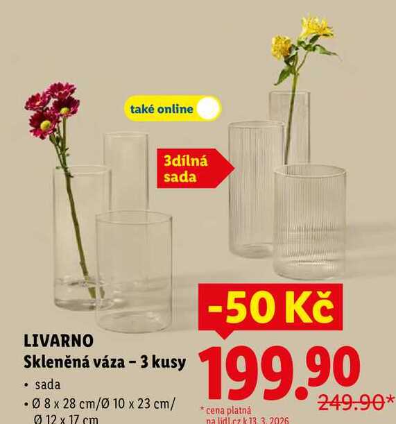 LIVARNO Skleněná váza - 3 kusy