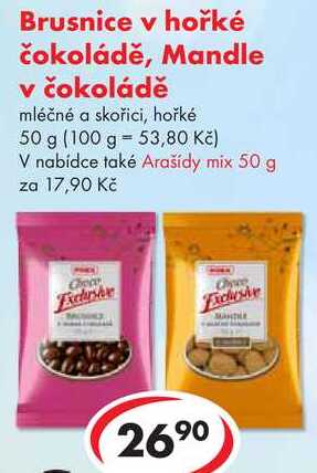 Brusnice v hořké čokoládě, Mandle v čokoládě, 50 g
