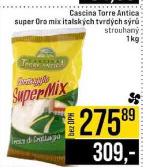 Cascina Torre Antica super Oro mix italských tvrdých sýrů strouhaný 1kg 