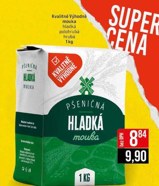 Kvalitně Výhodně mouka hladká polohrubá hrubá 1 kg 