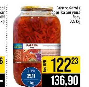 Gastro Servis paprika červená řezy 3,5 kg