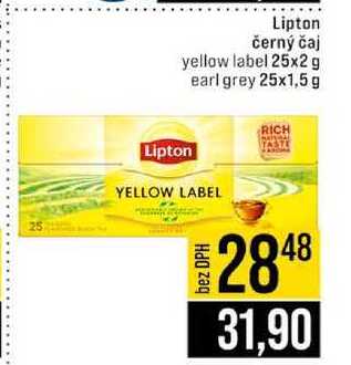 Lipton černý čaj yellow label 25x2g earl grey 25x1,5 g 