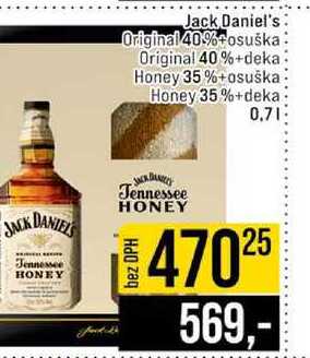 Jack Daniel's Original 40%+osuška Original 40%+deka Honey 35%+osuška Honey 35 %+deka 0,7l