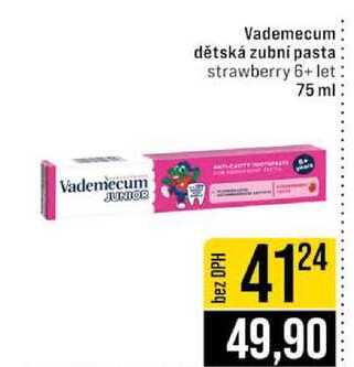 Vademecum dětská zubní pasta strawberry 6+ let 75 ml