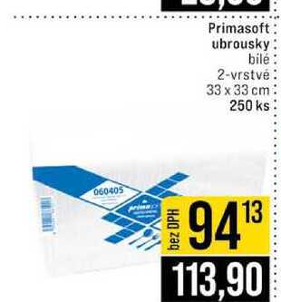Primasoft ubrousky bilé 2-vrstvé 33 x 33 cm 250 ks