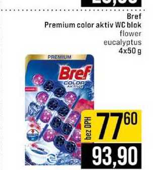 Bref Premium color aktiv WC blok flower eucalyptus 4x50 g