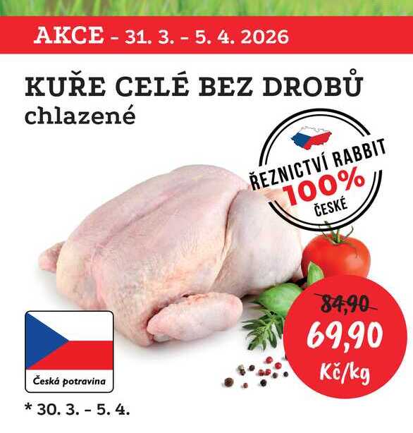 KUŘE CELÉ BEZ DROBŮ chlazené kg 