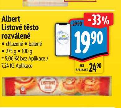 Albert Listové těsto rozválené 275 g