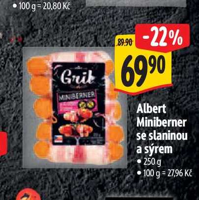 Albert Miniberner se slaninou a sýrem 250 g