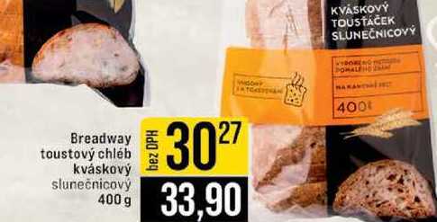 Breadway toustový chléb kváskový slunečnicový 400 g 