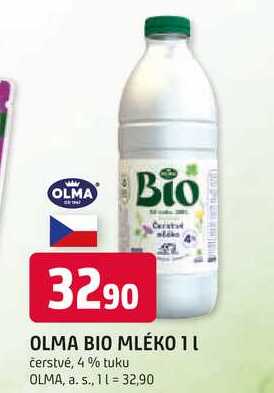 OLMA BIO MLÉKO 1l čerstvé, 4% tuku 
