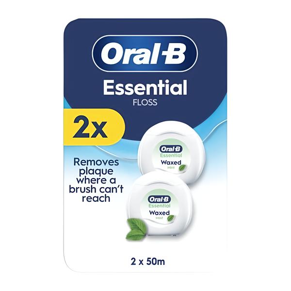 Oral-B Dentální nit Essential Mint, 2x 50 m (voskovaná)