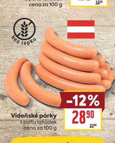 Vídeňské párky z pultu lahůdek cena za 100 g