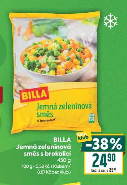 BILLA Jemná zeleninová směs s brokolicí 450 g 