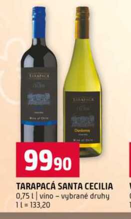 TARAPACÁ SANTA CECILIA 0,75l vino vybrané druhy