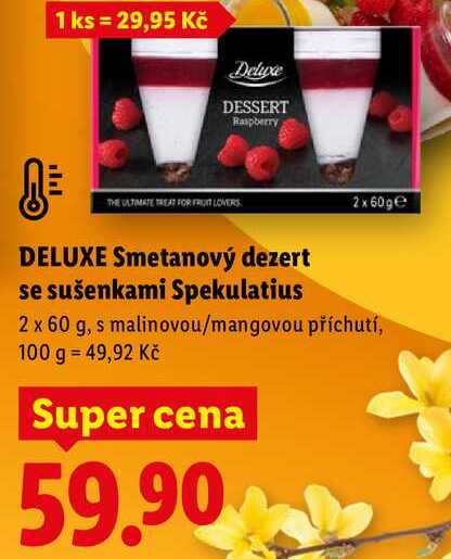 DELUXE Smetanový dezert se sušenkami Spekulatius, 2x 60 g