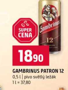 GAMBRINUS PATRON 12 0,5l pivo světlý ležák  