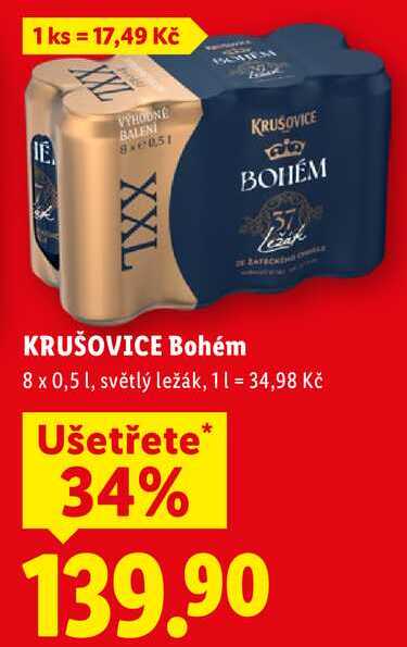 KRUŠOVICE Bohém, 8x 0,5 l