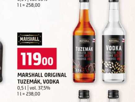 MARSHALL ORIGINAL TUZEMÁK, VODKA 0,5l vol. 37,5% 