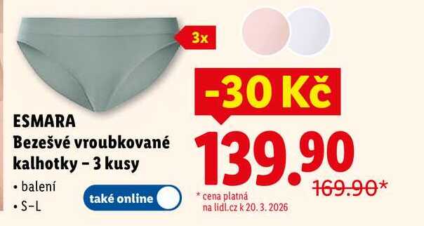 ESMARA Bezešvé vroubkované kalhotky - 3 kusy