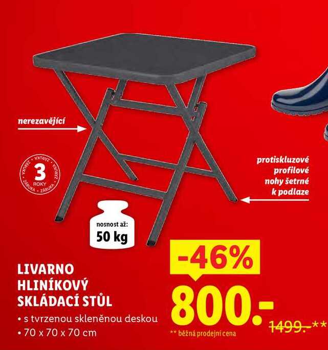 LIVARNO HLINÍKOVÝ SKLÁDACÍ STŮL