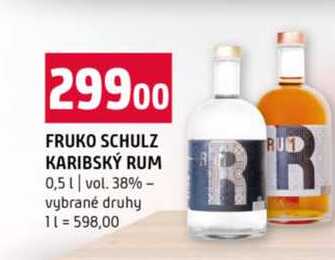 FRUKO SCHULZ KARIBSKÝ RUM 0,5l vol. 38% vybrané druhy