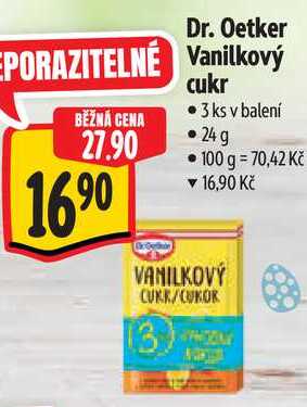 Dr. Oetker Vanilkový cukr 3 ks, 24 g v akci