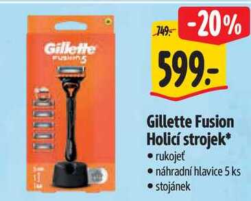 Gillette Fusion Holicí strojek, rukojeť náhradní hlavice 5 ks Albert