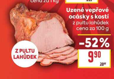 Uzené vepřové ocásky s kostí z pultu lahůdek cena za 100 g