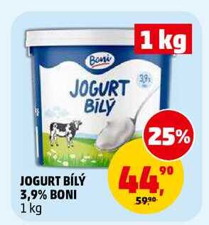JOGURT BÍLÝ 3,9% BONI, 1 kg 