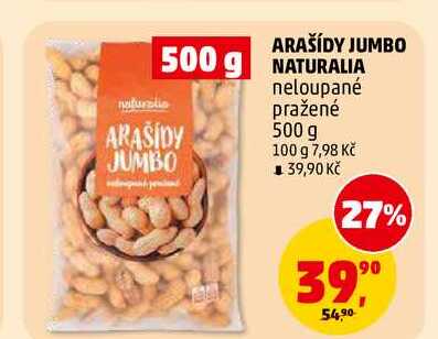 ARAŠIDY JUMBO neloupané pražené, 500 g