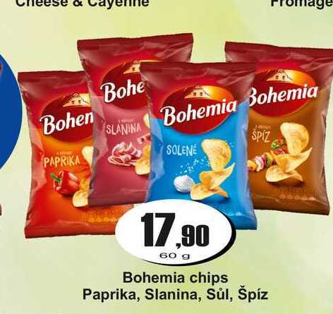 Bohemia chips Paprika, Slanina, Sůl, Špíz 60g