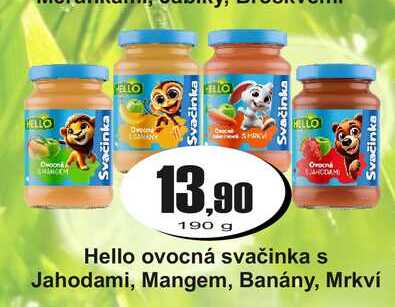 Hello ovocná svačinka s Jahodami, Mangem, Banány, Mrkví 190g Adam Velkoobchod