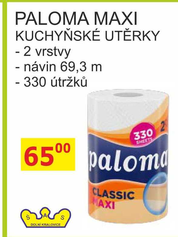 PALOMA MAXI KUCHYŇSKÉ UTĚRKY - 2 vrstvy 330 útržků BENE NÁPOJE