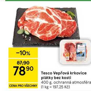 Tesco Vepřová krkovice plátky bez kosti, 400 g