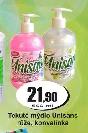 Tekuté mýdlo Unisans růže, konvalinka 500ml Adam Velkoobchod