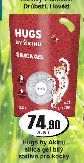 Hugs by Akinu silica gel bílý stelivo pro kočky 3,6 l