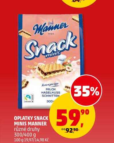 OPLATKY SNACK MINIS MANNER, 300 g v akci