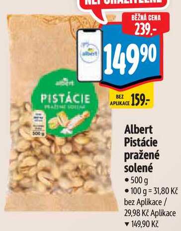 Albert Pistácie pražené solené, 500 g