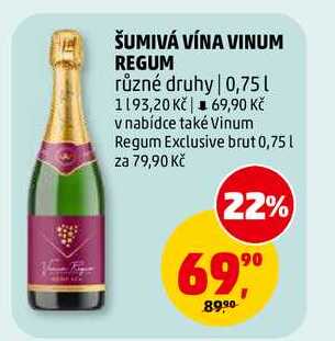 ŠUMIVÁ VÍNA VINUM REGUM, 0,75 l