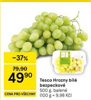 Tesco Hrozny bílé bezpeckové, 500 g 