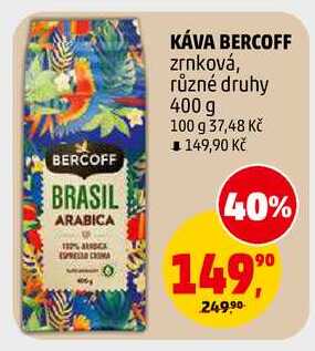 KÁVA BERCOFF zrnková, 400 g v akci