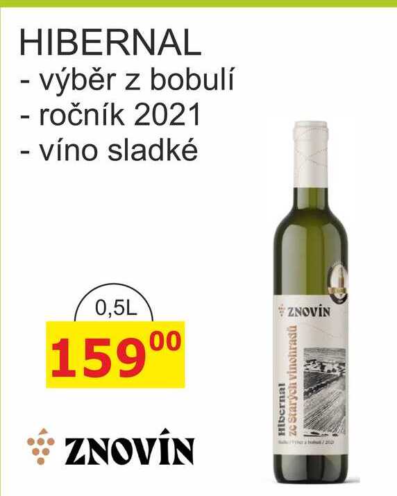 ZNOVÍN ZNOJMO 0,5L HIBERNAL výběr z bobulí ročník 2021, víno sladké 