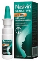 Nasivin Sensitive pro děti 0,25 mg/ml nosní sprej, roztok