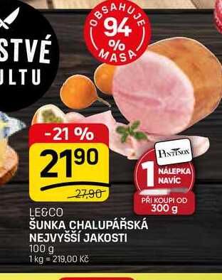 ŠUNKA CHALUPÁŘSKÁ NEJVYŠŠÍ JAKOSTI 100 g