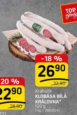 KLOBÁSA BÍLÁ KRÁLOVNA 100 g
