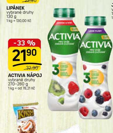 ACTIVIA NÁPOJ vybrané druhy 270-280 g 