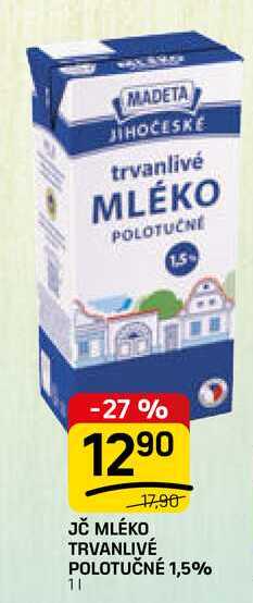 JČ MLÉKO TRVANLIVÉ POLOTUČNÉ 1,5% 1l